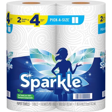 Sparkle Sparkle Roll Paper Towels, 2 Ply, 2 PK 22222